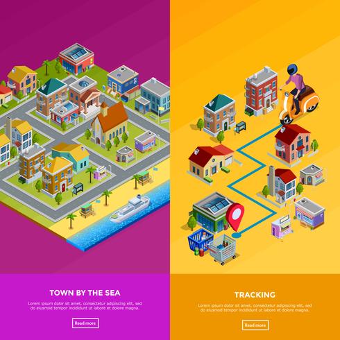 Isometric City Banners vector