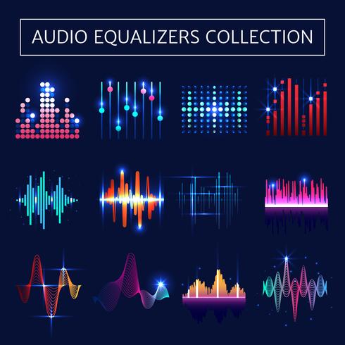 Audio Equalizer Neon Set  vector