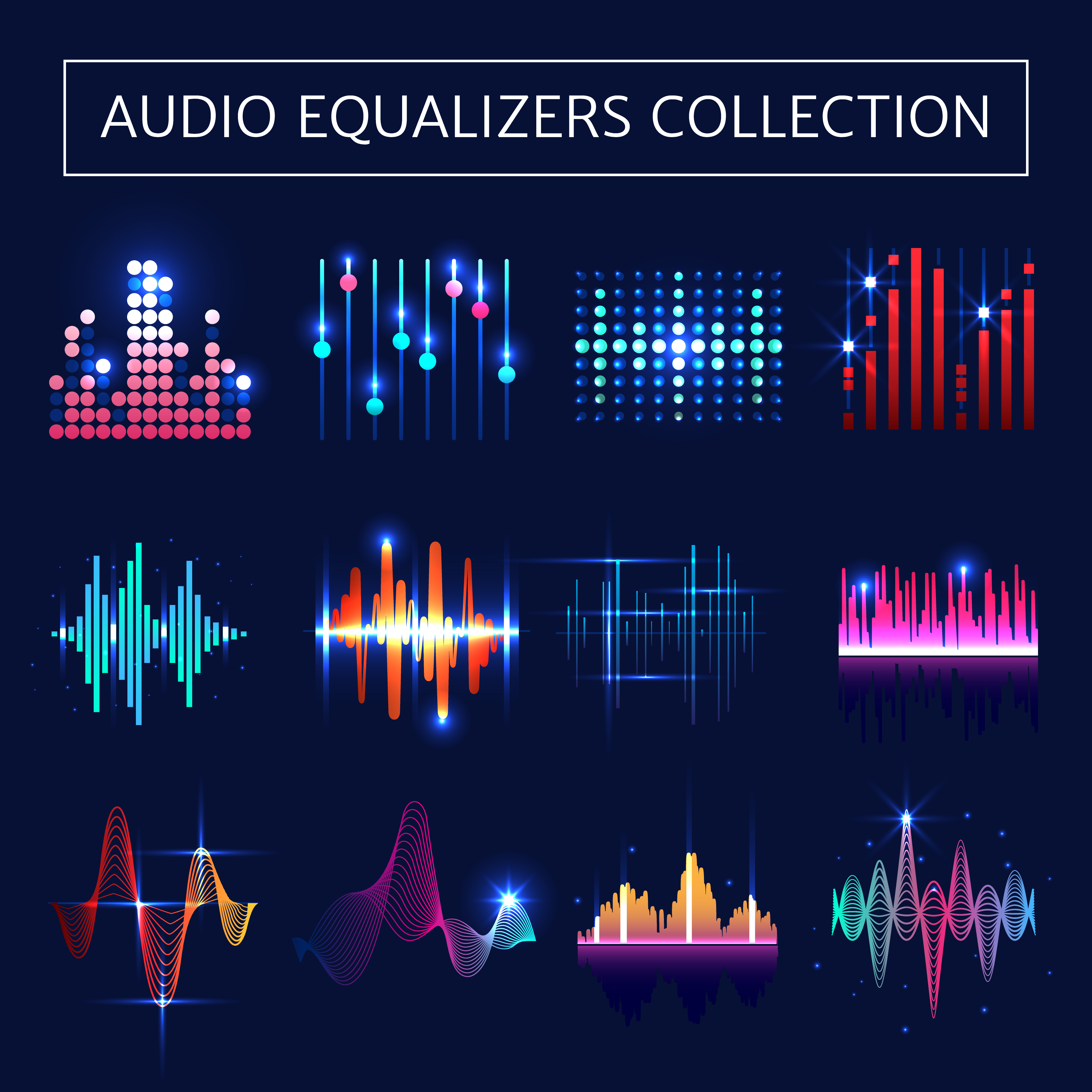 Audio Equalizer Neon Set 483538 Vector Art at Vecteezy