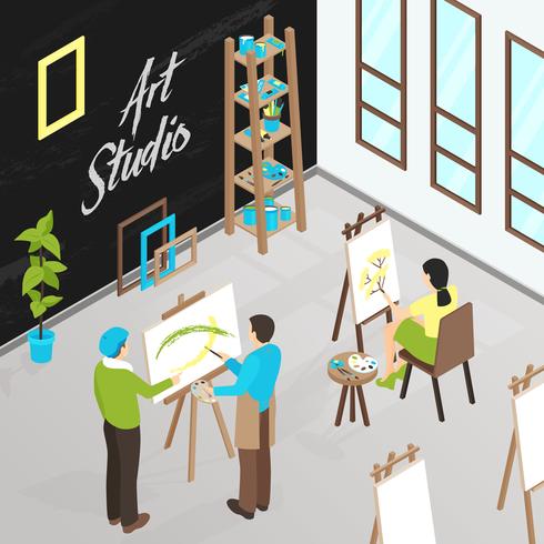 Art Studio Isometric Illustration vector