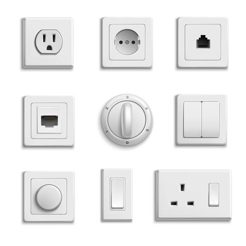 Switches Sockets Realistic Set vector