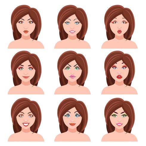 Woman Faces Vector Set