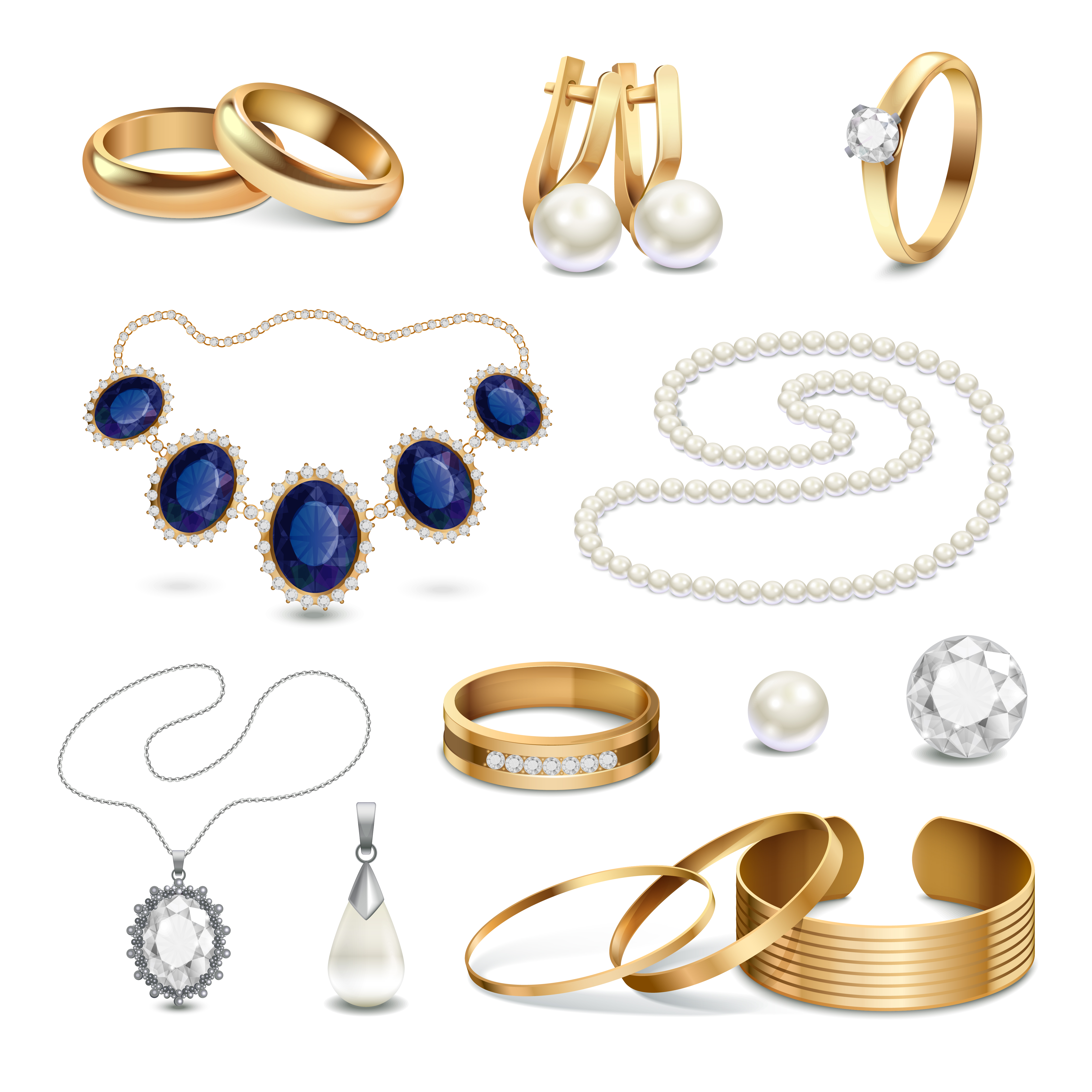 Jewelry Accessories Realistic Set 483578 Vector Art at Vecteezy