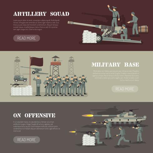 Military Army Horizontal Banners Set  vector