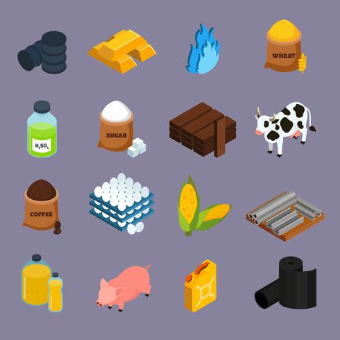 Commodity Icons Set vector