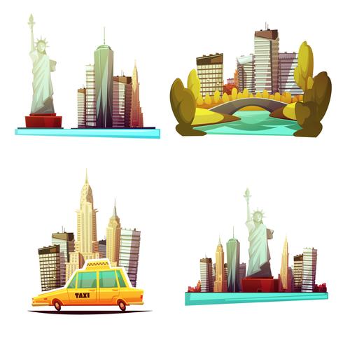 Nueva York Downtown 2x2 Composiciones de diseño vector