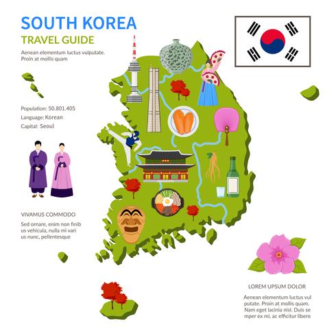 Cartel de infografía de guía de viaje de Corea del sur vector