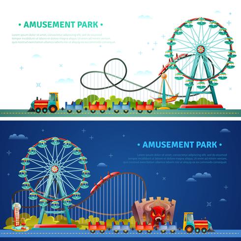 Amusement Park Horizontal Banners vector