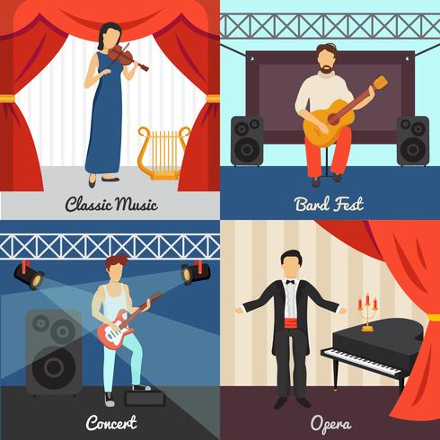 Theatre Concept Icons Set  vector