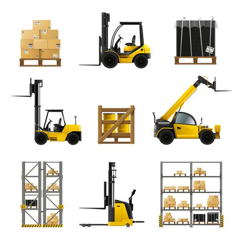  Forklift Realistic Set vector