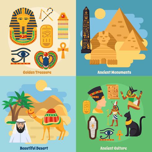 Egypt Concept Icons Set  vector