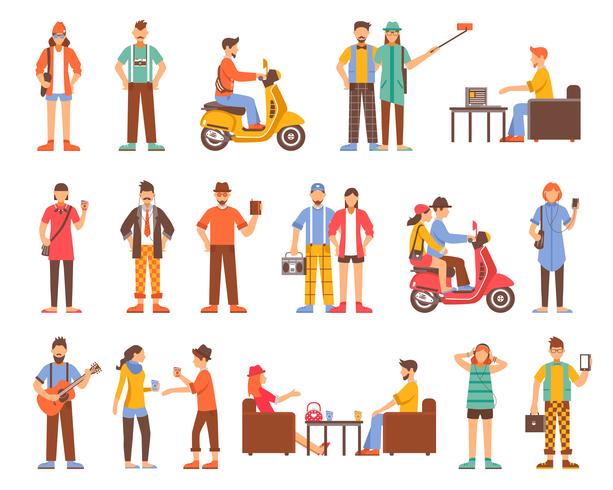 Hipster People Decorative Icons Set vector