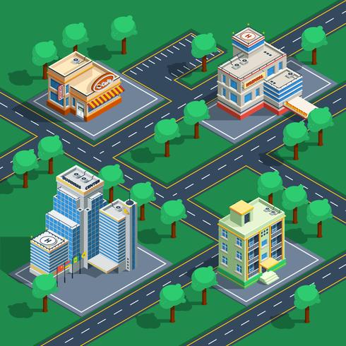 Building Isometric Set vector