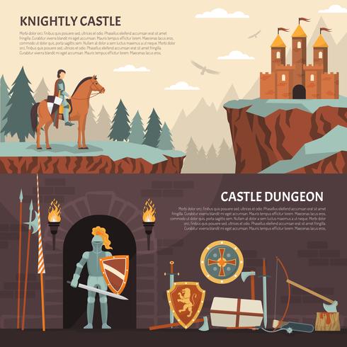 Medieval Knight Horizontal Banners vector