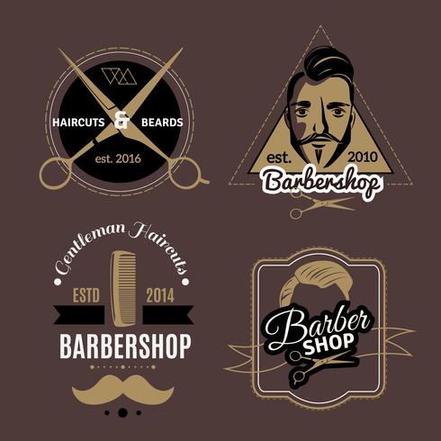 Conjunto de emblemas de barbería vector