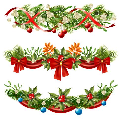 Christmas Berry Branches Decoration Set vector