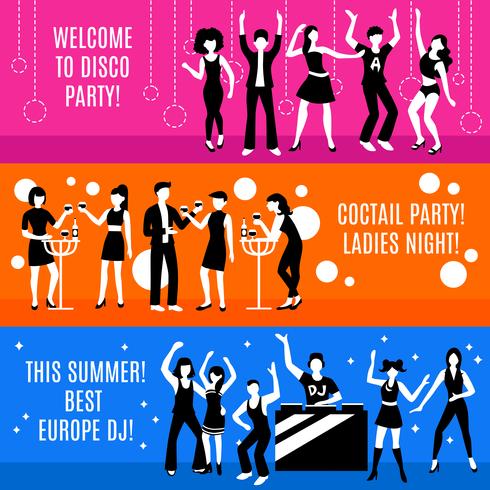 Disco Party Banners Set vector