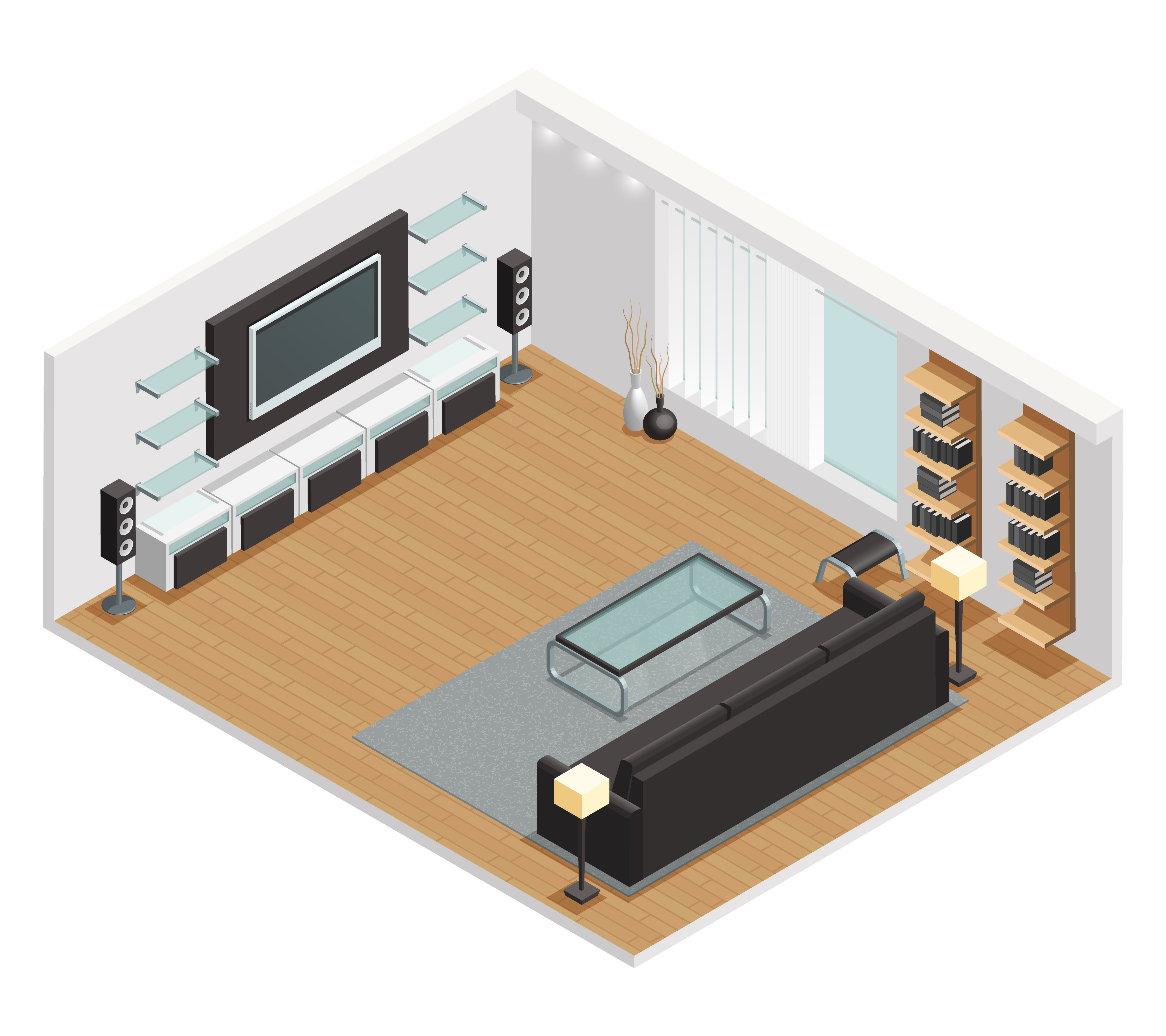 Living Room Interior Isometric View Poster 483751 Vector Art at Vecteezy
