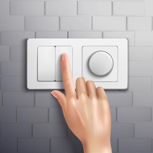 Realistic Hand Pressing Switch vector