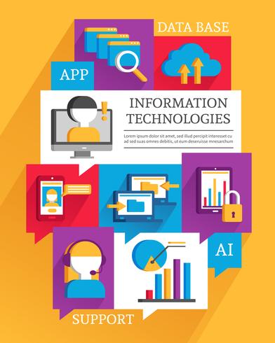 Cartel de Tecnologías de la Información vector