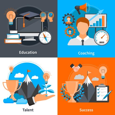 Mentoring Coaching Concept 2x2 Icons Set vector