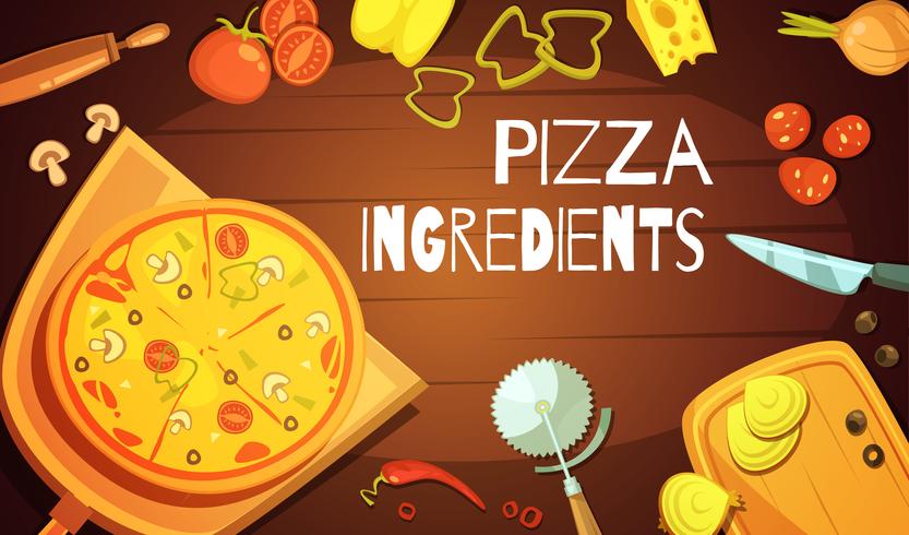Fondo de ingredientes de pizza vector