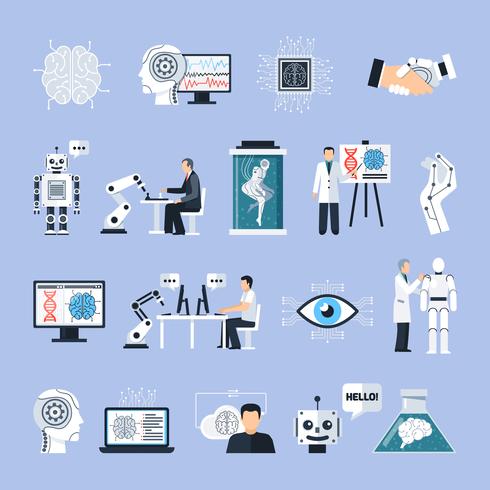 Artificial Intelligence Icons Set  vector