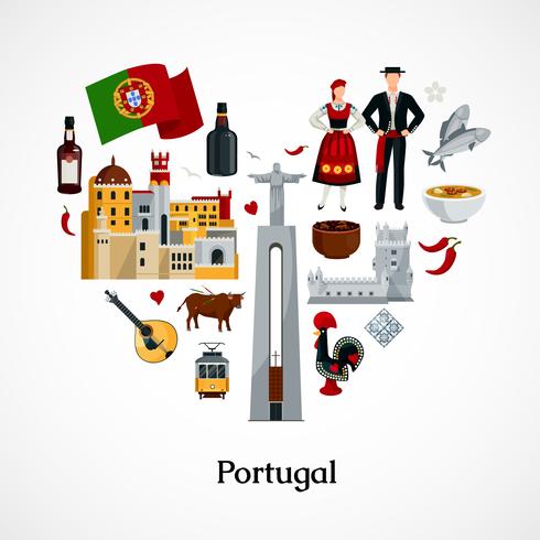 Ilustración plana de portugal vector