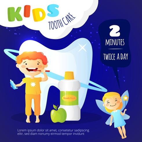 Cartel de cuidado dental para niños vector