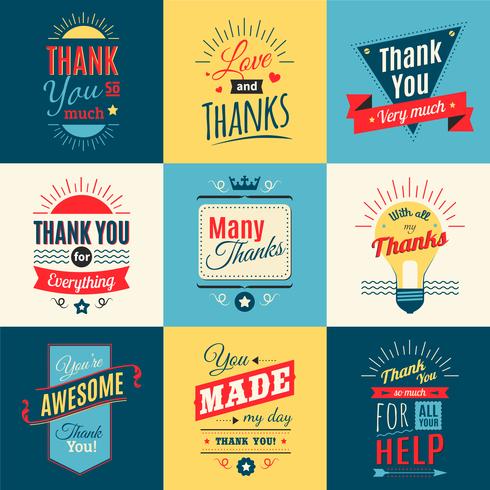 Thank You Colored Cards vector