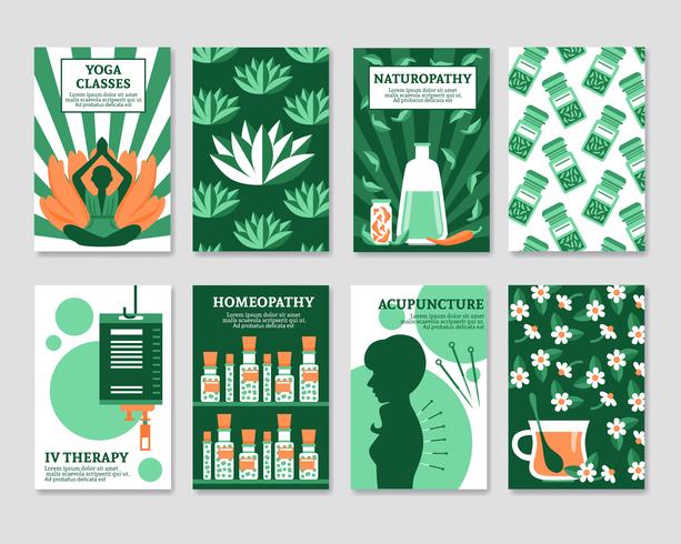 Alternative Medicine Cards Set vector