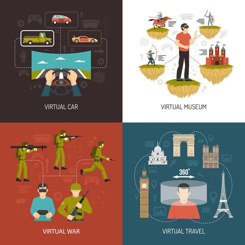 Virtual Reality Games 2x2 Design Concept  vector