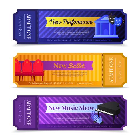 Theatre Ticket Banners Set  vector