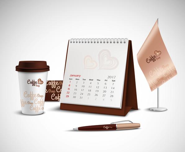 Conjunto de maquetas de identidad corporativa de calendario vector