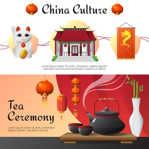 Conjunto de Banners horizontales China Cultura 2 vector