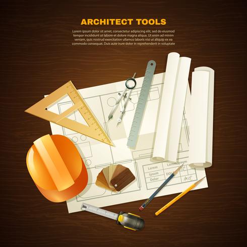 Fondo de herramientas de arquitecto de construcción vector