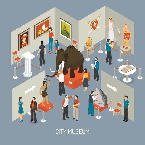 Museum Exhibition Isometric Composition Poster vector