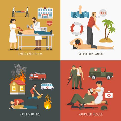 First Aid Concept 4 Flat Icons vector