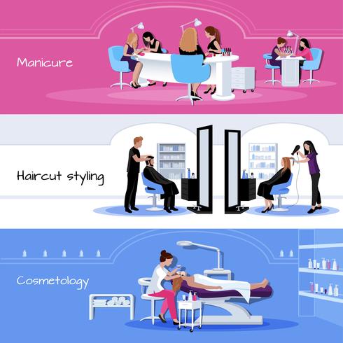 Beauty Salon Service Horizontal Banners vector