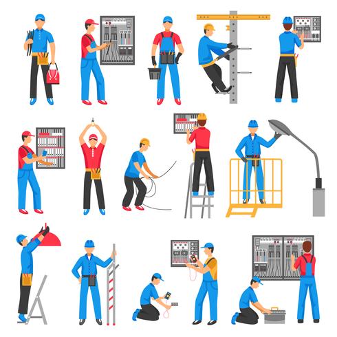 Electric People Decorative Icons Set  vector