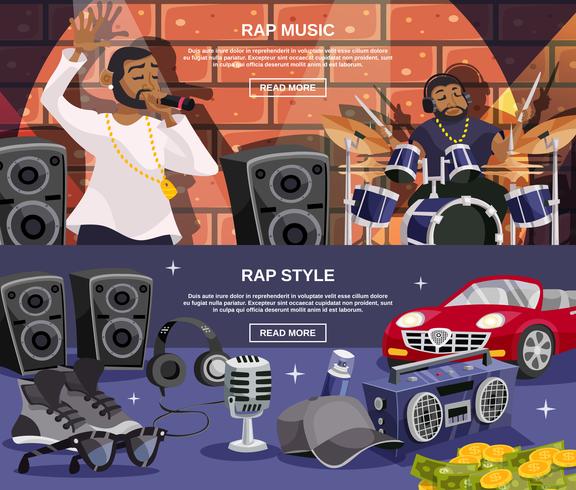 Conjunto de banners de música rap vector