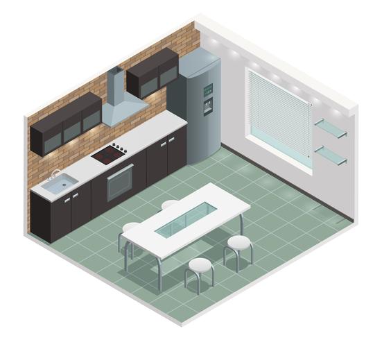 Modern Kitchen Isometric View Image vector