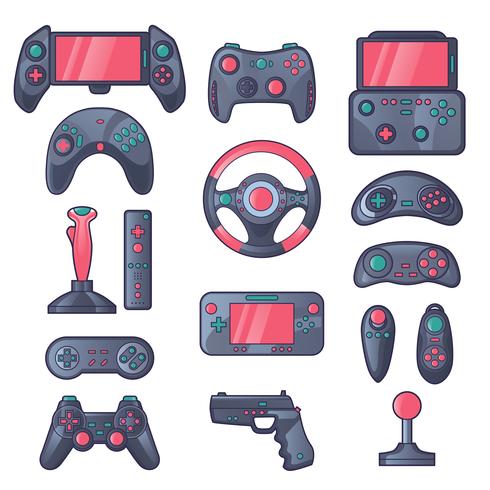 Juego de iconos de colores de gadget vector