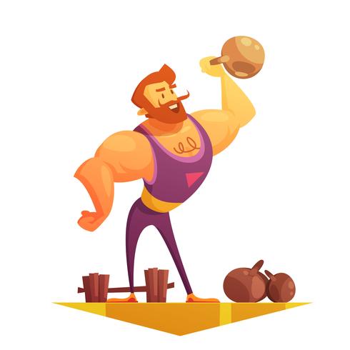 Travelling Circus Strongman Cartoon Retro Icon vector