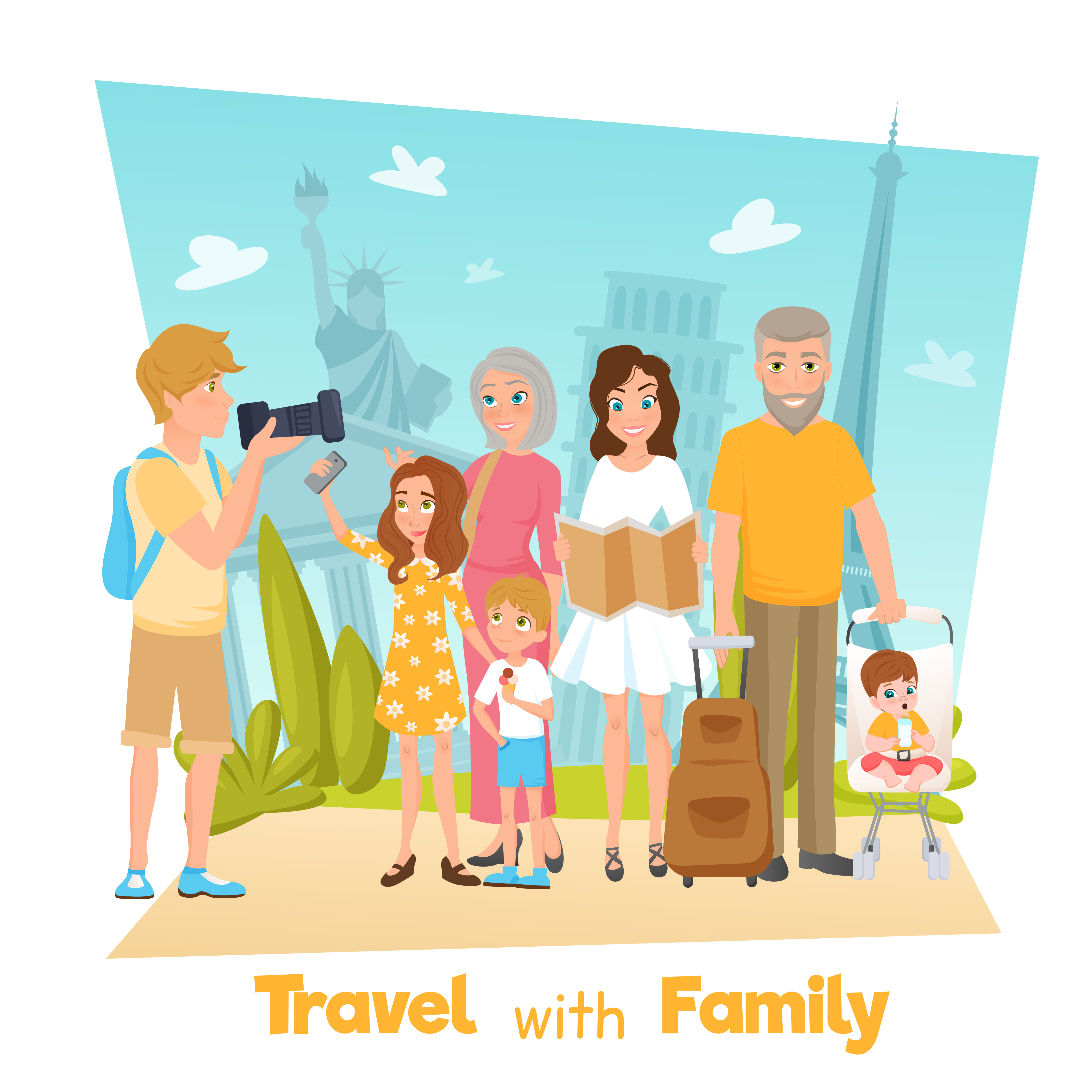 family travel clipart