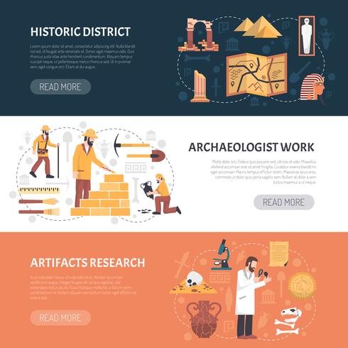 Ilustración de Banners de arqueología vector