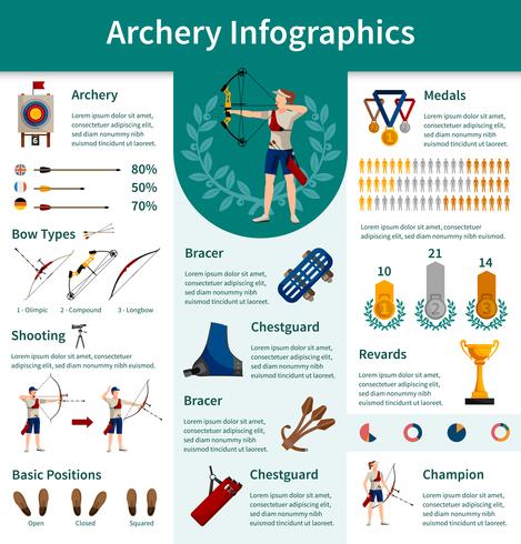 Infografía plana de tiro con arco vector