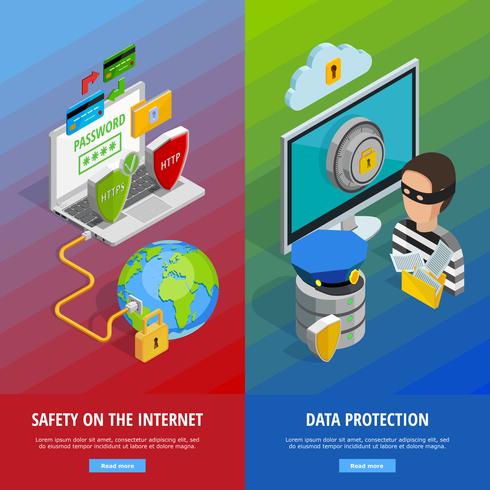 Data Protection Vertical Banners Set  vector