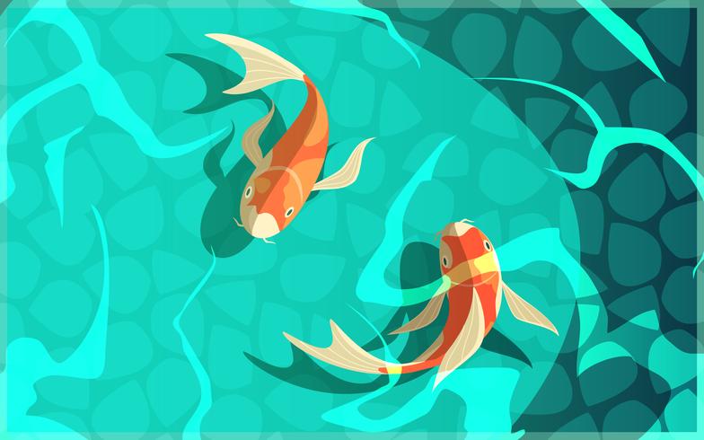  Koi Carp Japanese Culture Cartoon Illustration  vector