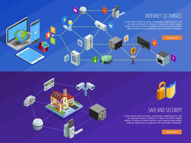 Internet De Las Cosas 2 Banners Isométricos vector